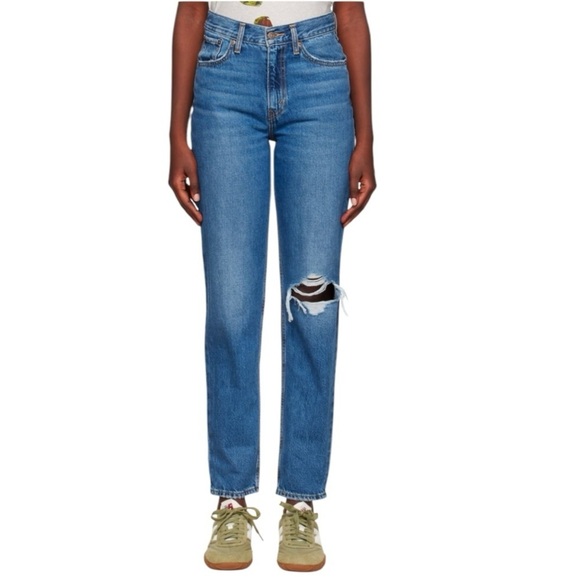 NWT LEVI'S Blue 80's Mom Jeans Distressed Size 29 (flaw) - Picture 1 of 12